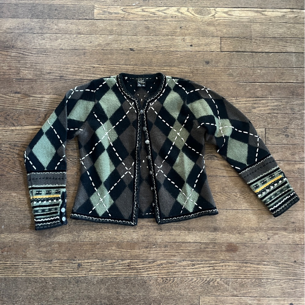 Clueless Wool Plaid Cartigan